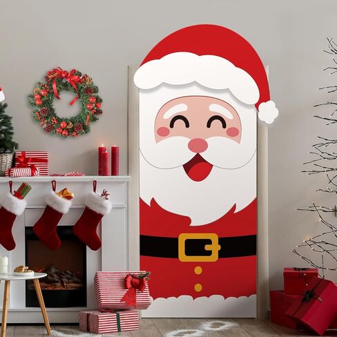 سانتا كلوز عيد الميلاد غطاء الباب الديكور 3 × 6 قدم DIY عيد الميلاد باب راية خلفية عيد الميلاد الباب الأمامي ديكور الشرفة راية علامة عيد الميلاد سانتا خلفية للمنزل جدار داخلي في الهواء الطلق الطرف in Kuwait