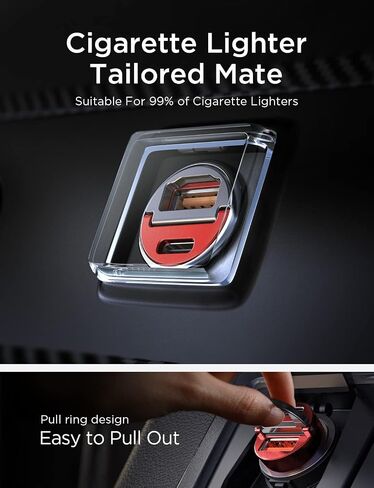 شاحن سيارة AINOPE 90 وات USB C شحن سريع للغاية، شاحن سيارة سريع مع كابل نايلون من النوع C ولاعة سجائر صغيرة USB شاحن لهاتف iPhone 16 Pro Max 15 Plus 14 Samsung S24 Ultra، Piexl 7 iPad، أرجواني in Kuwait