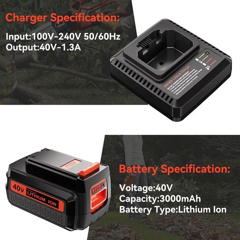 3.0Ah Replacement Battery for Black and Decker 40V Battery Replacement for Black and Decker 40 volt Battery Charger LCS36 LCS40 Compatible with Black and Decker Battery LBX2040 LBXR36 LBXR203 in Saudi Arabia