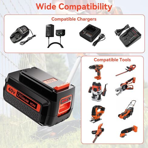 3.0Ah Replacement Battery for Black and Decker 40V Battery Replacement for Black and Decker 40 volt Battery Charger LCS36 LCS40 Compatible with Black and Decker Battery LBX2040 LBXR36 LBXR203 in Saudi Arabia