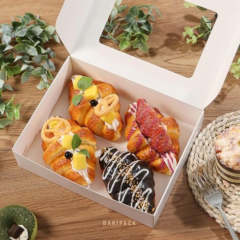 25 White Bakery Boxes with Window, 8x6x2.5 Inches Cake Boxes with Window, Treat Boxes for Small Bakery, Dessert, Candy, Cookies, Pastry, Party Favors, Wedding Cake in Saudi Arabia