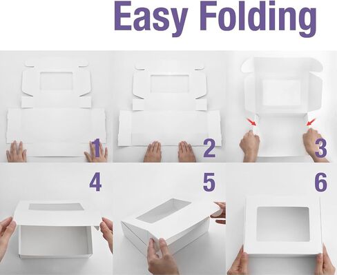 25 White Bakery Boxes with Window, 8x6x2.5 Inches Cake Boxes with Window, Treat Boxes for Small Bakery, Dessert, Candy, Cookies, Pastry, Party Favors, Wedding Cake in Saudi Arabia