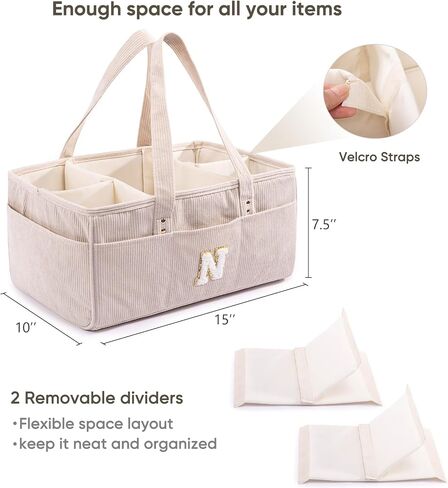 SFYBYHEART Initial Personalized Baby Diaper Caddy Organizer, Baby Storage Basket for Diapers and Baby Wipes, Shower Gfit for Baby, Nursery Diaper Organizer, Portable Baby Organizers and Storage in Kuwait