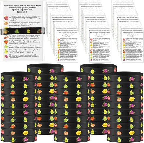 25 Set Fruits of the Spirit Christian Gifts Holy Week Gift Silicone Bracelets Bible Cards and Bags Church Gifts Sunday School Supplies Religious Stocking Stuffers Classroom Prizes for Kids in Saudi Arabia