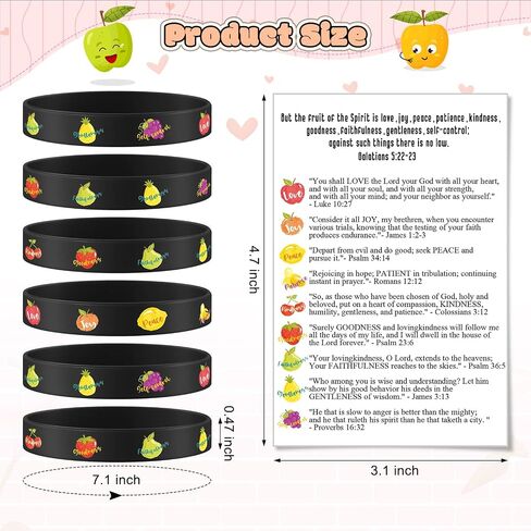 25 Set Fruits of the Spirit Christian Gifts Holy Week Gift Silicone Bracelets Bible Cards and Bags Church Gifts Sunday School Supplies Religious Stocking Stuffers Classroom Prizes for Kids in Saudi Arabia
