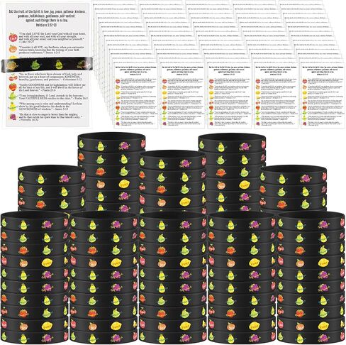 25 Set Fruits of the Spirit Christian Gifts Holy Week Gift Silicone Bracelets Bible Cards and Bags Church Gifts Sunday School Supplies Religious Stocking Stuffers Classroom Prizes for Kids in Saudi Arabia