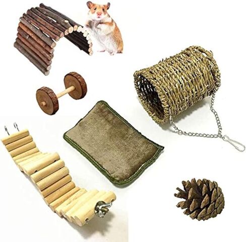 Pet Hammock Hamster Hanging Toy, 3 Piece Set House Hanging Bed Cage Toys for Small Animal Sugar Glider Squirrel Chinchilla Hamster Rat Playing Sleeping in Kuwait