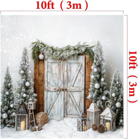 Kate Christmas Photography Backdrop Winter Snow Tree Party Decoation Background Xmas Barn Door Kids Photo Booth Props, 7x5ft in Saudi Arabia