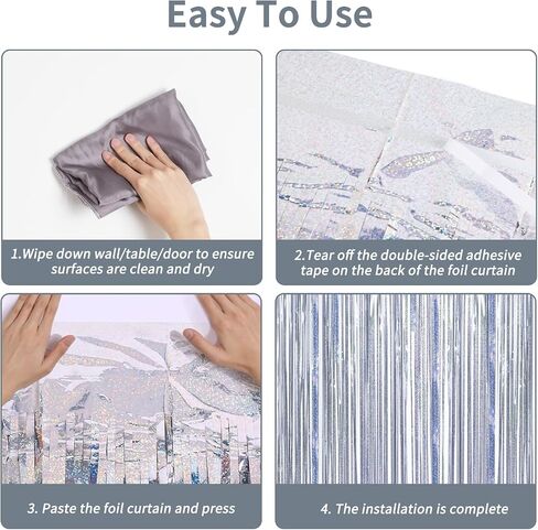RUBFAC 2 Pack Black Backdrop Party Decorations Tinsel Foil Fringe Curtains Photo Booth Streamer for Halloween Party Decorations New Year Bachelorette Wedding Engagement Birthday Holiday Party Supplies in Saudi Arabia