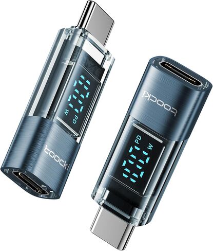 USB C Adapter, 2Pack 100W USB C to USB C Transparent Extension Adapter Type C Power Meter Tester with LED Display for iPad Pro iPhone 15 Pro Max MacBook Pro Laptop and All USB C Cable in Saudi Arabia