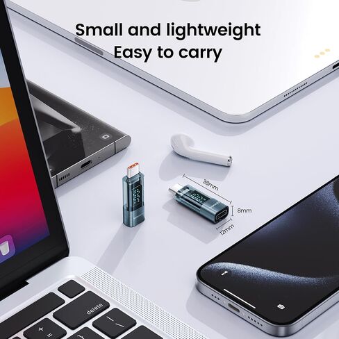 USB C Adapter, 2Pack 100W USB C to USB C Transparent Extension Adapter Type C Power Meter Tester with LED Display for iPad Pro iPhone 15 Pro Max MacBook Pro Laptop and All USB C Cable in Saudi Arabia