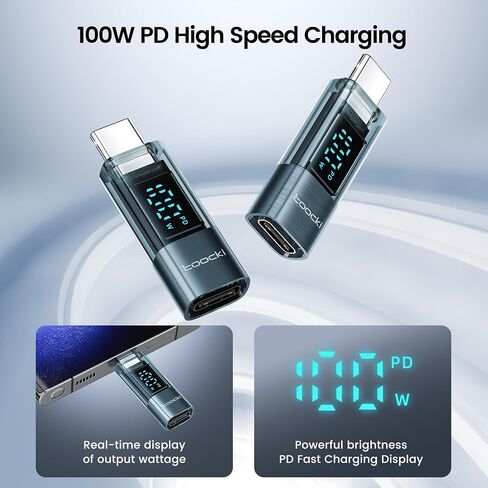 USB C Adapter, 2Pack 100W USB C to USB C Transparent Extension Adapter Type C Power Meter Tester with LED Display for iPad Pro iPhone 15 Pro Max MacBook Pro Laptop and All USB C Cable in Saudi Arabia