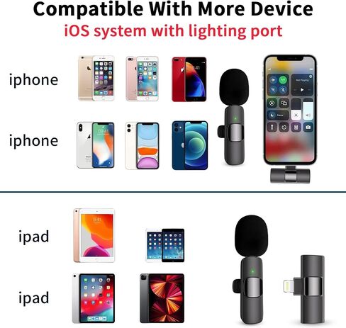 Professional Lavalier Lapel Microphone Omnidirectional Condenser Mic for iPhone iPad iPod Android Smartphone Laptop PC, Recording Mic for YouTube Interview Video Tiktok in Saudi Arabia