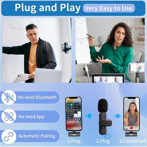 Professional Lavalier Lapel Microphone Omnidirectional Condenser Mic for iPhone iPad iPod Android Smartphone Laptop PC, Recording Mic for YouTube Interview Video Tiktok in Saudi Arabia