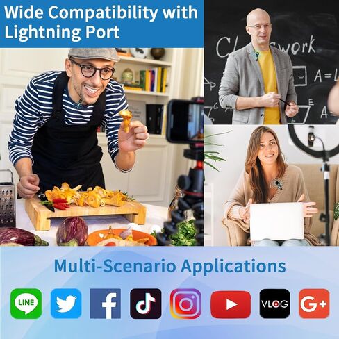 Professional Lavalier Lapel Microphone Omnidirectional Condenser Mic for iPhone iPad iPod Android Smartphone Laptop PC, Recording Mic for YouTube Interview Video Tiktok in Saudi Arabia