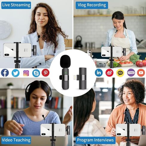 Professional Lavalier Lapel Microphone Omnidirectional Condenser Mic for iPhone iPad iPod Android Smartphone Laptop PC, Recording Mic for YouTube Interview Video Tiktok in Saudi Arabia
