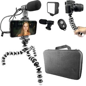 Acuvar Vlogging Kit for Smartphones, iPhones, Android, Tablets, DSLR, Cameras for Online Live Streaming, Video Conference, YouTube, Instagram TikTok