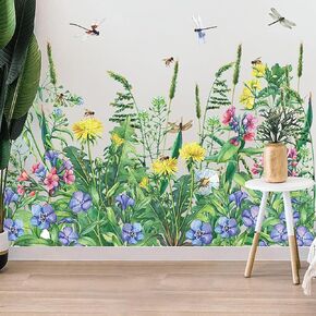 Green Plant Wall Stickers, Tropical Rainforest Monstera Leaf Decal Natural Palm Leaves Nordic Green Leaf Plants Banana Leaf Bird Wall Mural Bedroom Living Room Office Decoration Wallpaper… (plant1)