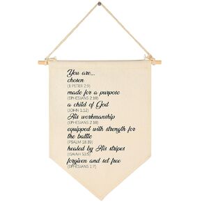 FYSIA Baby Christian Shower Gifts, Beige Pennant Canvas Banner, 15.4x11.1in, Lightweight Wall Decor for Nursery, Living Room, Bedroom, Front Door, Birthday, Christmas Gift