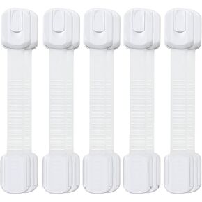 Child Safety Strap Locks Baby Proofing Cabinet Strap, Adjustable Straps with 3M Adhesive No Drilling, Baby Furniture Proofing, Safety Locks Are Easy to Install, No Drilling Required (10 Pack)