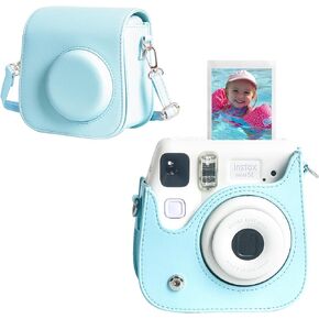 CAIYOULE Camera Case for Fujifilm Instax Mini SE/7+/7s/7c Instant Film Camera Protective Bag with Adjustable Shoulder Straps，No Camera，Blue and Purple