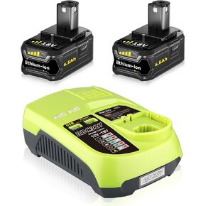 VANON Upgrade to 18V 6.5Ah P108 Battery + P117 Fast Charger Dual Chemistry IntelliPort Replacement for Ryobi 18Volt Battery and Charger Lithium ion Batería Combo Pack