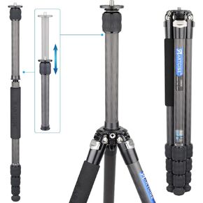 Compact Carbon Fiber Tripod 10-Layer Carbon Travel Camera Stand Detachable Monopod Accessory Threaded Hole Design Video DSLR Tripod Load Up to 33.1lbs/15kg（without Tripod Head