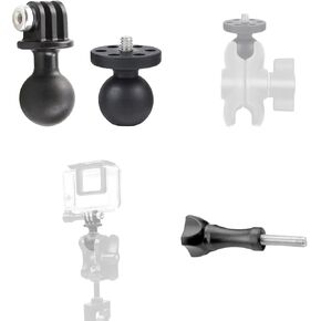 2PC 1" Ball Mount Adapter for Insta360 One X3 X2 X R RS GO 2, GoPro Hero, Compatible with RAM Ball Head Mounts B Size Double Socket Arm