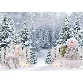 LYCGS 7X5ft Winter Snow Backdrop Winter Snowy Forest Snowflake Photo Backdrops Natural Scenery Photography Background Xmas Tree Background Christmas Party Decorations Banner X-322