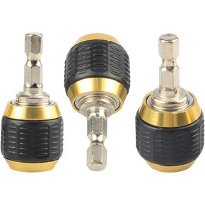 3 Pcs Self-Locking Drill Bit Holder 50mm, 1/4 Inch Hex Shank Extension Rod Screwdriver Bit Holder Set Quick Release Chuck Adapter Connector Socket Impact Driver Bit Power Drill Tool