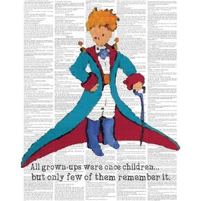 Little Prince Upcycled Like Print 05x07 Inch Print, The Little Prince Colorful Inspired Quote Le Petit Prince Upcycled Like Art Print Wall Decor Quotes Art Nursery Wall Hanging, Wall Décor for Kids