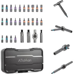 ATuMan Mini Precision Electric Screwdriver, All-in-One Magnetic Bits, Max 3 N.m, Magnetic Storage, Repair Tool Set for Phone Camera Laptop Watch, Screw in & Out, Two Speed Options, Rechargeable