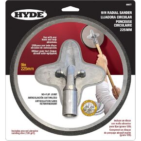 Hyde 9-Inch Radial Sander Kit with 10-Pack Sanding Discs, Sanding Net, 120 Grit - Large Area Pivoting Hinge, Drywall Sanders with Fast Change Hook and Loop, Lightweight