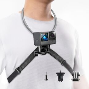 Camera Neck Bracket for Necklace Holder, Camera POV Mount Compatible with Hero12/11/10/9/8/7/6/5/4/MAX, AKASO, DJI Osmo Action, Insta360 and Most Action Cameras (Gray)