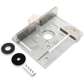 Elestoria Aluminum Router Table Insert Plate | Router Flip Plate for Woodworking Benches| Miter Gauge Guide, Sliding Fence Brackets, Tenon Ruler | Versatile Trimming Engraving Table | Black S8