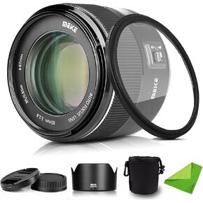 Meike 85mm F1.8 f/1.8 F-Mount Full Frame Medium Telephoto Auto Focus Portrait Prime Lens for Nikon F-Mount Cameras D850 D7200 D750 D780 D610 D3500 D5500 D5600 D5300 D5100 with 67mm Lens Filter