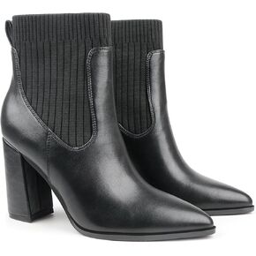 حذاء Zzheels نسائي بمقدمة مدببة للكاحل حذاء طويل منسوج بكعب مكتنز سهل الارتداء للكاحل in Kuwait