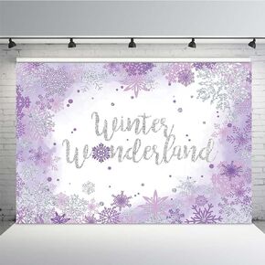MEHOFOND 7x5ft Winter Wonderland Backdrop Baby Shower Snowflake for Ice Blue Boys and Girls Photography Background 1st Birthday Charistmas Party Banner Decoration Photo Booth Props