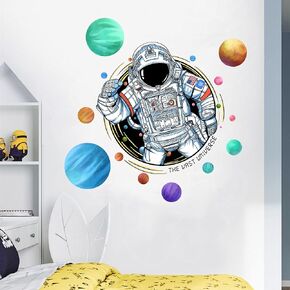 Astronaut in The Black Hole Wall Decals Nursery Preschool Large Wall Stickers for Kid Baby Boy Removable Peel and Stick Waterproof Wall Art Decor Stickers for Living Room Bedroom