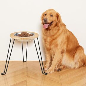 Yangbaga Elevated Dog Bowl for Large Dogs, Extra High Raised Dog Bowl Stand, Bamboo Dog Feeding Station with 70oz Stainless Steel Bowl