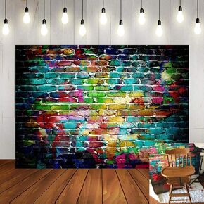 Colorful Brick Wall Photography Backdrop 5x3ft Vinyl Graffiti Backdrops Children Portrait Photo Background Studio Props Booth Birthday Party Decor Supplies Photoshoot