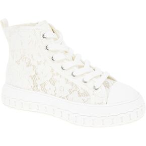BCBGeneration Women's Renda High Top Allover White lace Sneaker