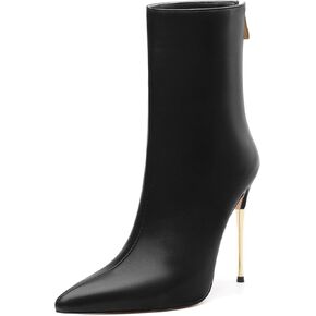 MOVINSTEPS Black Matte High Heel Ankle Booties For Women Stiletto Zipper Closed Pointed Toe Short Boots Elegante Fashion Comfy Dressy Fall Winter Boots Size 8.5