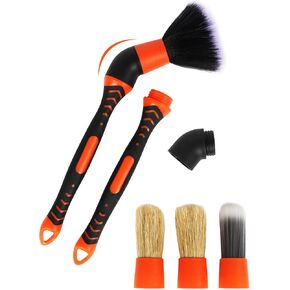15° Curved Car Detailing Brush Set with Elbow Connector, Soft Bristle Auto Dusting Brush for Cleaning Interior Exterior Cars Trucks SUVs RVs Vent Engine Dashboard Wheel Seats Handle Centre Consoles
