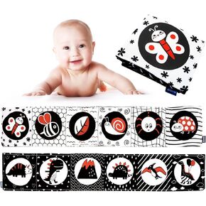 Cloth Book Baby, High Contrast Black and White Cloth Book Early Learning Toys, Toddler Toys, Crib Activity Toys, Bedside Toys (Lion)