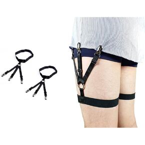 Shirt Stays for Men Adjustable Elastic Police Military Shirt Stay Holder with Non-Slip Locking Clip (B Plastic clamp)