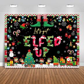 Let's Get Elfed Up Backdrop 7x5ft Christmas Elfed Background Party Decorations for Kids Winter Snowflakes Christmas Holiday Party Banner Photo Booth Props