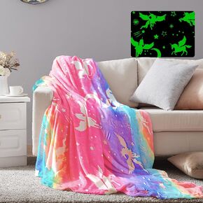 Glow in The Dark Dinosaur Blankets Gifts, Soft Cozy Flannel Kids Throw Blanket fit 1-13 Years Old Toddler Teen Son Girls Present Birthday Christmas Halloween Day Easter Gift 50"×60" (Dinosaur)