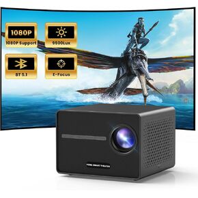 HAPPRUN Projector, [Electric Focus] Mini Projector, 1080P Support Portable Bluetooth Projector With Speaker, 200" Support Outdoor Movie Projector Compatible With Smartphone/HDMI/USB/AV/Fire Stick/PS5