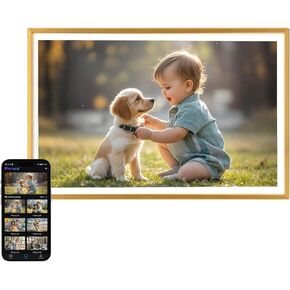 PINTURA Digital Picture Frame, 10.1" WiFi Digital Photo Frame 1280 * 800 HD Screen, 64GB Storage, Auto-Rotate, Wall Mountable, Share Photos/Videos Instantly via Pintura App, Golden